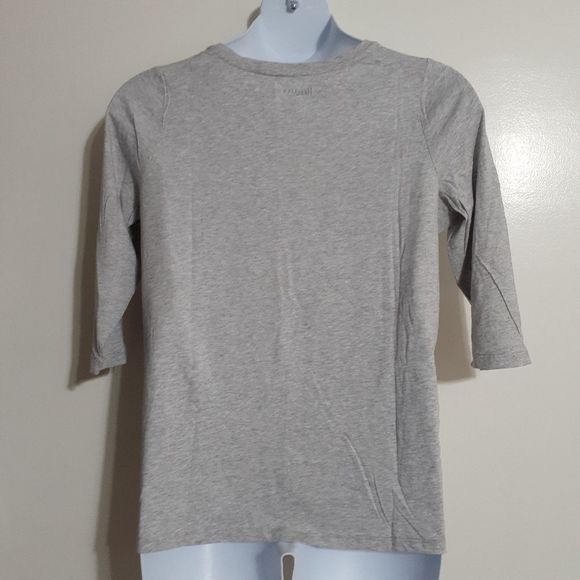 Roaman's Heather Gray "But first, lipstick!" Metallic Slogan T-shirt 14/16 NWOT - Picture 3 of 6